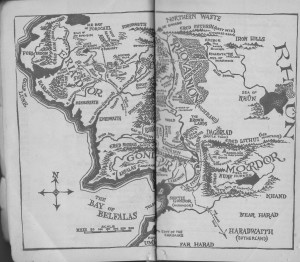 Map of Middle Earth from Tolkien's 'Fellowship of the Ring.' Original map by Christopher Tolkien.